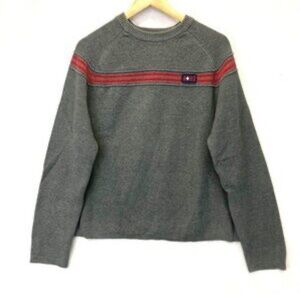 ABERCROMBIE & FITCH A92 Crew Neck Lightweight Sweater Men's XL Gray Red VTG EUC